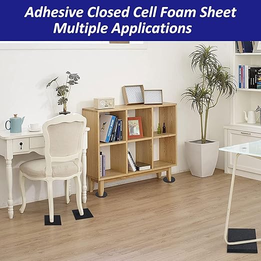 Foam Padding Sheets with Adhesive Backing - 1/2" Thick Self Stick Neoprene Insulation Foam,1/2 Inch Thick X 4 Inch Long X 4 Inch Wide - 4Pcs