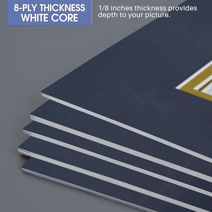 Golden State Art, 11x14 Double Mats for 8x10 - for Photos, Pictures, Frames - Acid-Free, 5 Pack, Dignity Blue Over Old Gold