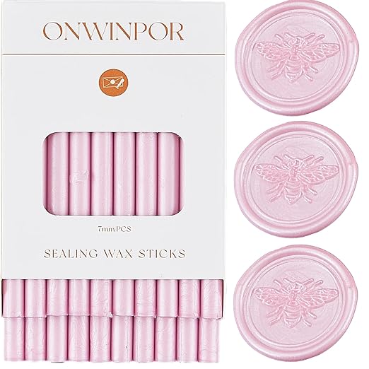 20pcs Pearl Pink Wax Seal Sticks for 0.28'' Glue Gun, Wax Seal Stamp, Wedding Invitations, Envelopes, Christmas Gifts