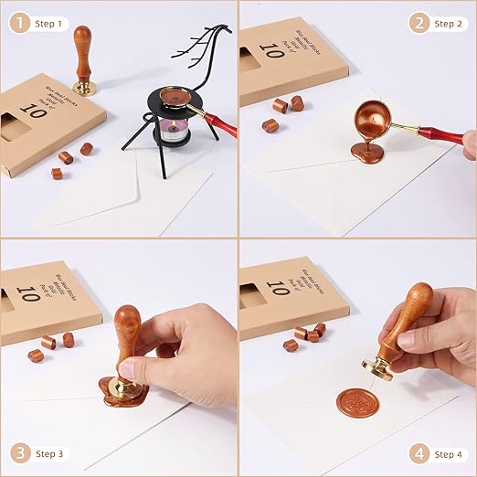 Gun Glue Sealing Wax Sticks for Wax Seal Stamp - Metallic Antique Gold, Great for Wedding Invitations, Cards Envelopes, Snail Mails, Wine Packages, Christmas Gift Ideas, Pack of 10