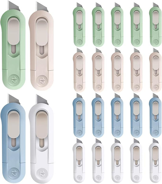 DIYSELF 24 Pack Box Cutter Retractable, Small Utility Knife, Sharp Box Knife, High Carbon Steel Box Opener, Razor Box Knife, Multifunctional Boxcutters for Office, Home, Arts and Crafts, Hobby
