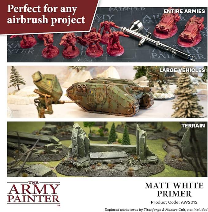 The Army Painter Airbrush Primer White, 100ml Dropper Bottle Acrylic Paint Primer, Acrylic Airbrush Paint Primer for Airbrushing and Painting Wargaming Miniatures, Perfect for Tabletop Boardgames