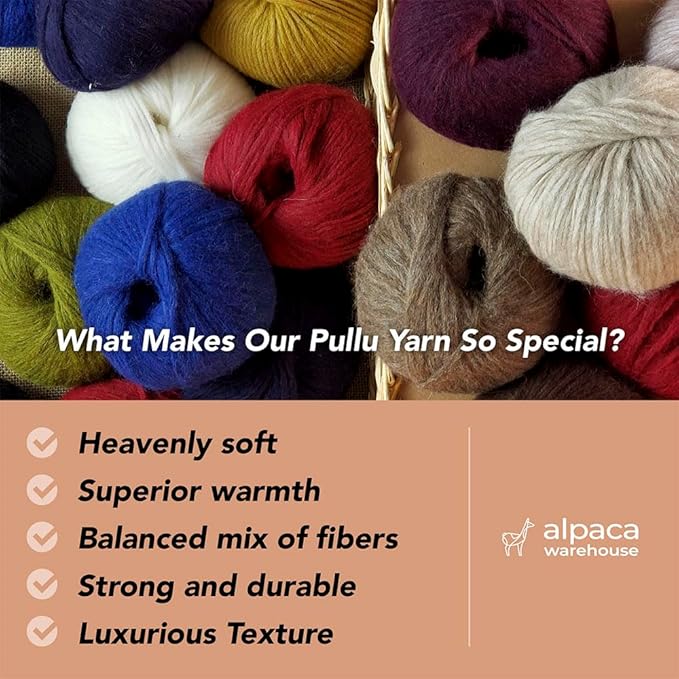 Pullu - Baby Alpaca Merino Wool Yarn Set of 3 Skeins (150 Grams) Worsted Weight - Sourced Directly from Peru - Heavenly Soft and Perfect for Knitting and Crocheting (Sunset)
