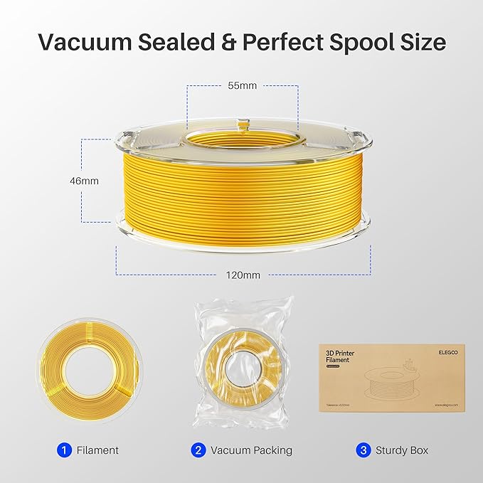 ELEGOO 250g Silk PLA Filament Bundle 1.75mm, 4 Colors Shiny 3D Printer Filaments Dimensional Accuracy +/- 0.02mm, 4 Pack 250g Spool Holly Green/Red/White/Galaxy Black