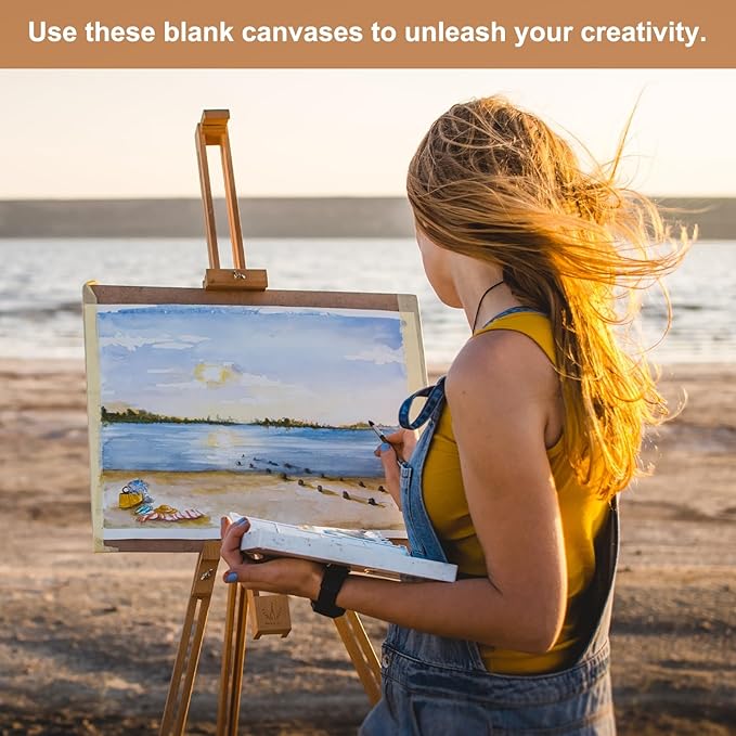 MECCANIXITY Canvas Boards for Painting, 4x4 Cotton Blank Primed Art Canvas Panels Acid-Free for Painting Supplies Oil Acrylic Tempera Watercolor Pouring Paint Artists(White, Pack of 10)