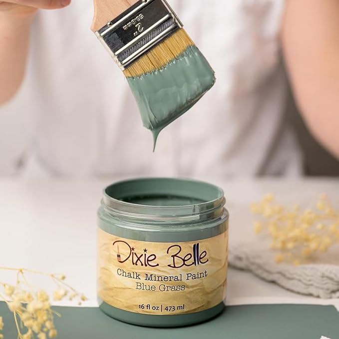 Dixie Belle Paint Company Chalk Finish Furniture Paint – Blue Grass (32oz) – Matte Chic Chalk Mineral DIY Furniture Paint