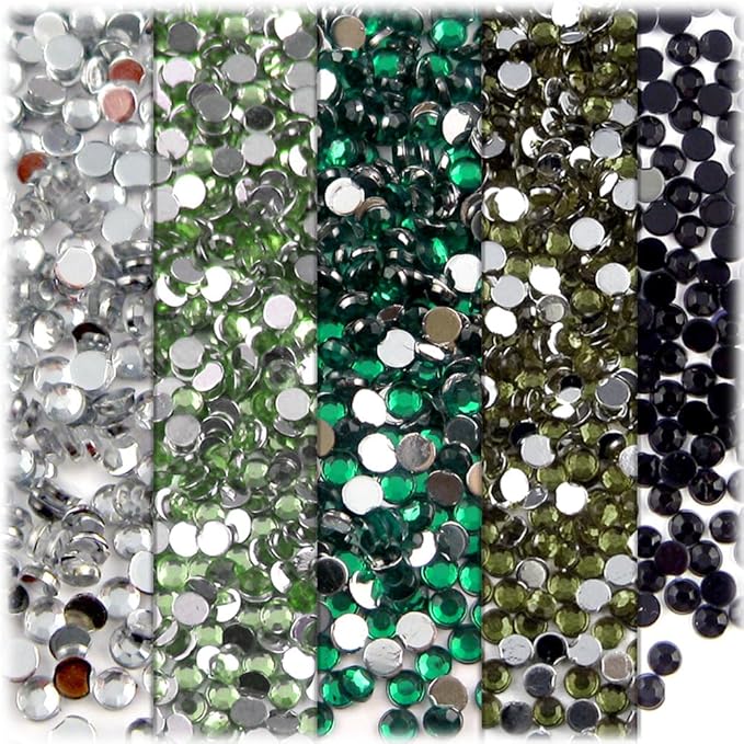 The Crafts Outlet 5-PK Set (7,200-Piece), Round 3mm Rhinestones, Flatback, Red Tones 2