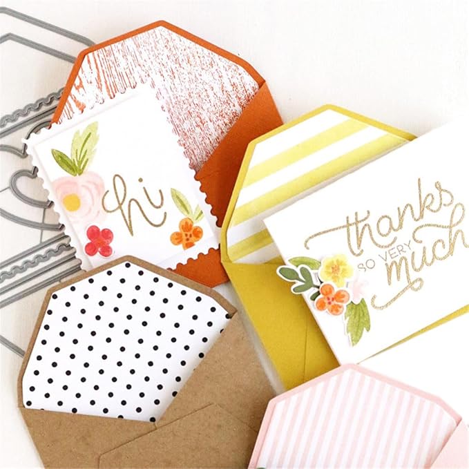 Cutting Dies Metal Stencils Scrapbooking Tools Flowers Lace Frame DIY Embossing Template for Paper Card Making Album Arts Crafts Supplies (Frame 1-Love envelope-14.3x11.3cm)
