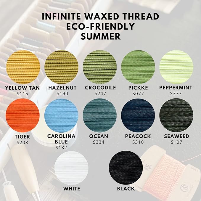 Bonded & Round Waxed Threads, 3-PLY Round Thread 12 Colors 384 Yards - Hand Sewing - All Leather Projects/Crafts/All-Purpose Threads/Macrame/Bracelet (0.45 mm, 32yd/Each)