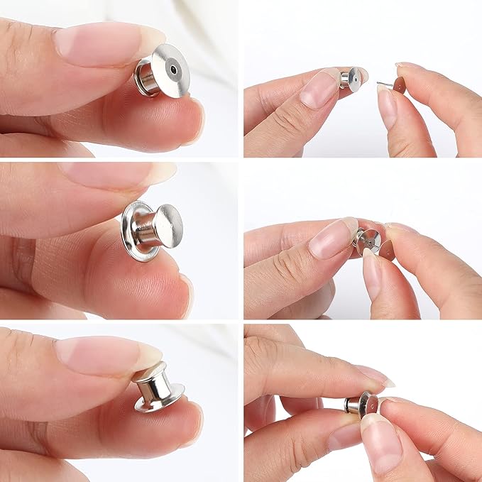 10 Pieces Metal Pin Backs Locking Pin Keepers Locking Clasp