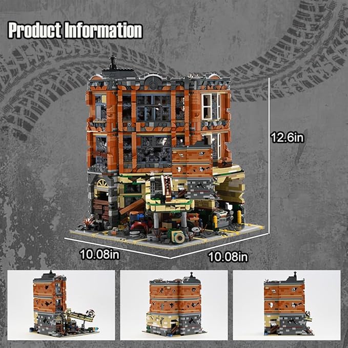 Retro Modular Buildings City Sets,Abandoned Expert Garage and Rusted Cars,City Modular Collection Kit,3325 pcs for Adults & Teen