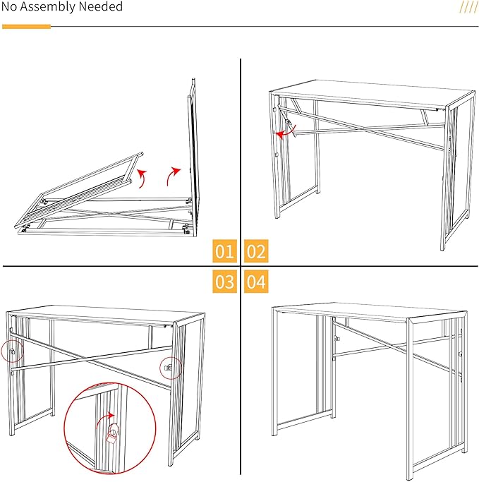 Narrow Folding Computer Desk 35 inch, Writing Gaming Computer Desk for Small Spaces, No Assembly Required Small Office Table, Black