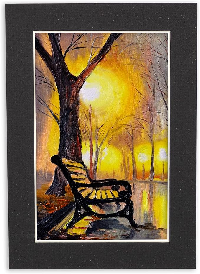 Pack of 25 Acid Free 8.5x11 Mats Bevel Cut for 7x9 Photos - Textured Black Precut Matboards With Backing Boards and Clear Photo Mat Bags For Pictures, Photos, Framing - 4-ply Thickness
