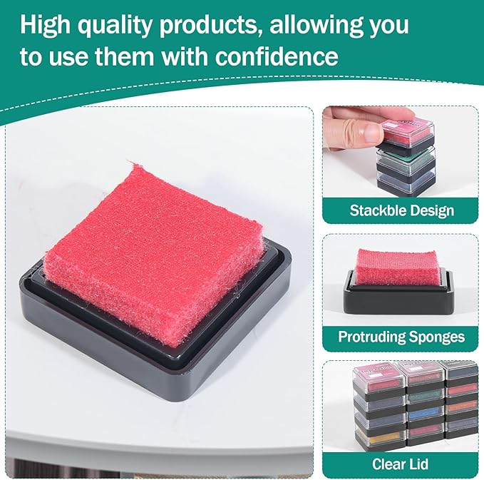 CraftyManor Mini Smudge Ink Pads for Stamps, Water Based Halo Dye Stamp Pad for Scrapbooking, DIY Craft Scrapbook Supplies for Adults (24 Colors)