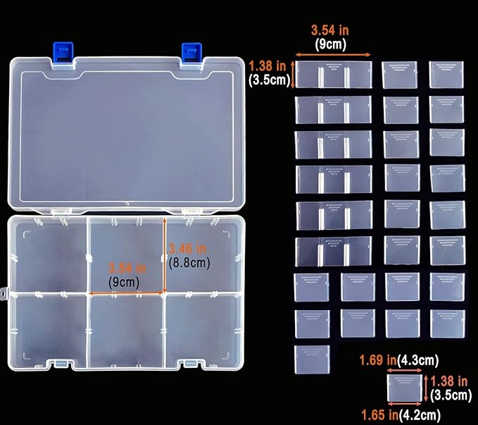 Qualsen Plastic Organizer Storage Box with Adjustable Dividers, Fishing Tackle Box and Bead Organizer Box for Jewelry, Beads, Earrings, Tools, Fishing Hooks, and Small Accessories（34 Grid x 3）