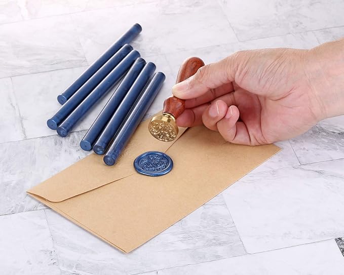 Yoption 15 Pieces Glue Gun Sealing Wax Sticks for Wax Seal Stamp, Great for Wedding Invitations, Cards, Envelopes (Blue)