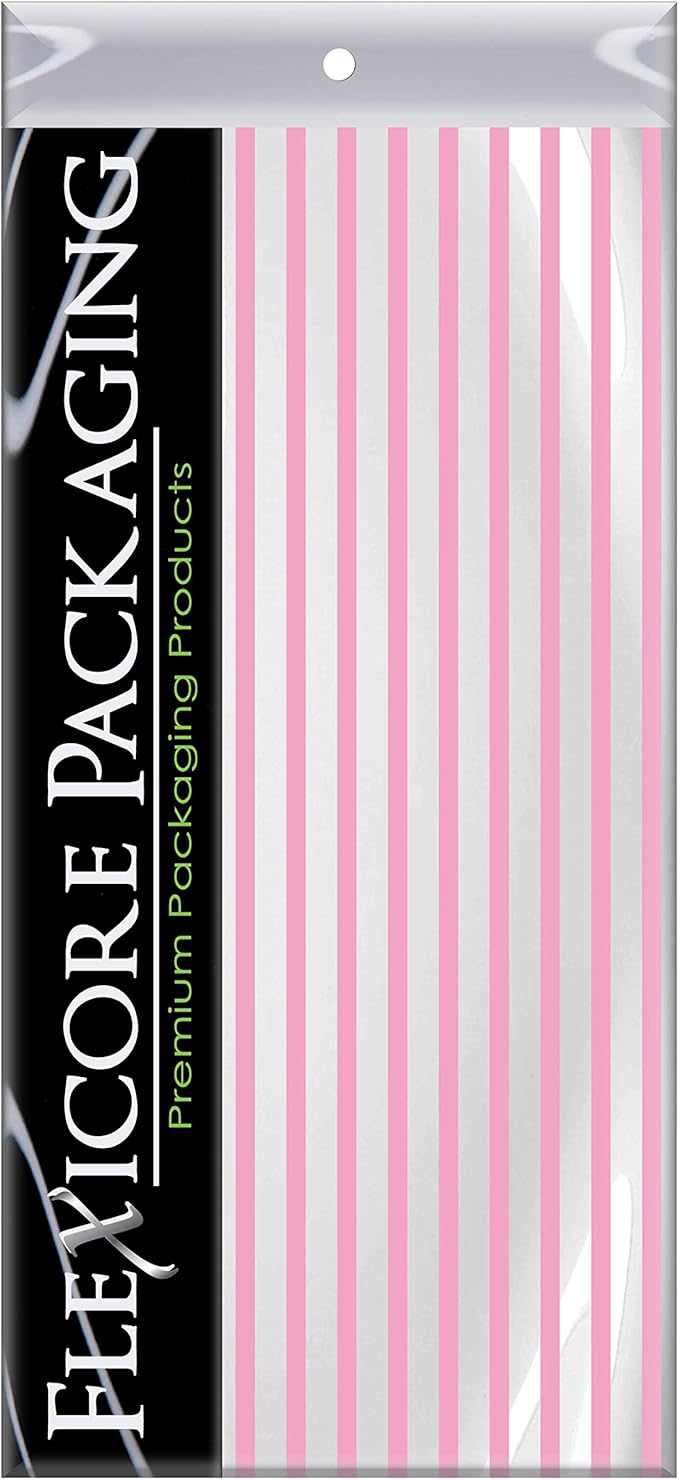 Flexicore Packaging Light Pink Pin Stripe Print Gift Wrap Tissue Paper Size: 15 Inch X 20 Inch | Count: 10 Sheets | Color: Light Pink Pin Stripe