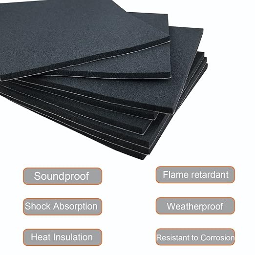 8 Pcs Black Adhesive Foam Padding, Closed Cell Foam Sheet 1/8" Thick 4 Inch X 4 Inch, Neoprene Rubber Pad Self Stick Anti-Slip Adhesive Anti Vibration Foam Pad (4inX 4inX 1/8in, 8)