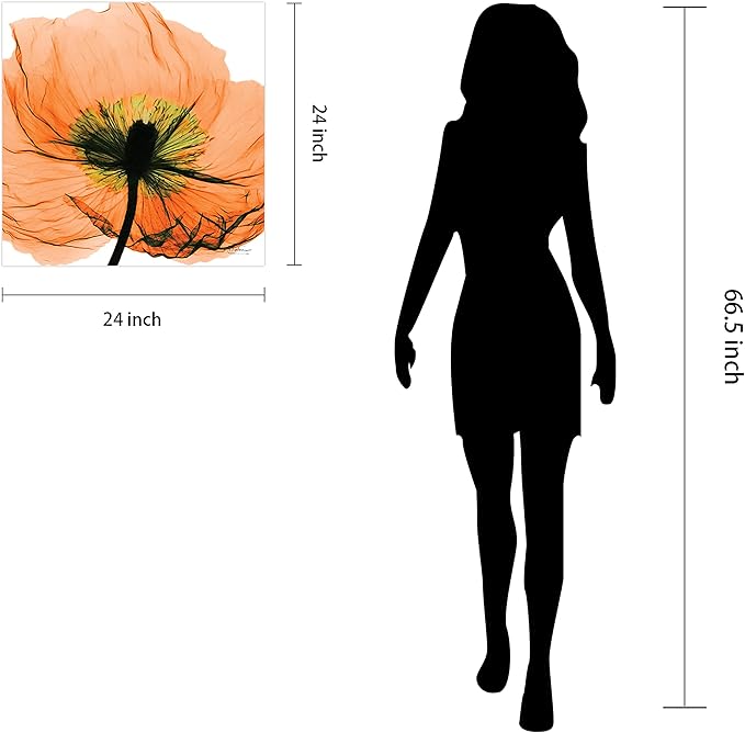 Empire Art Direct Frameless Free Floating Tempered Glass Panel Graphic Wall Art Ready to Hang, 24" x 24", Poppy Orange Flower