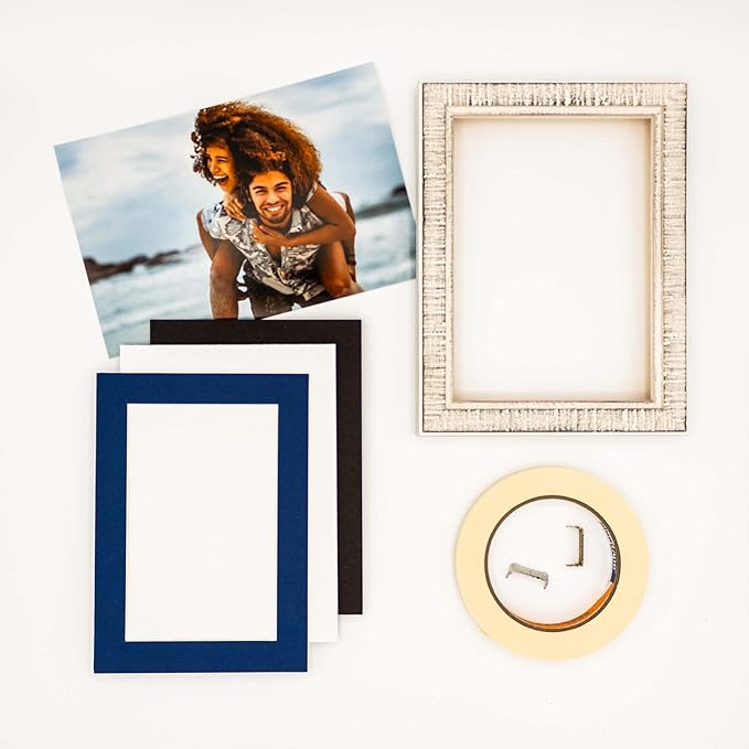 8.5x11 Mat Bevel Cut for 7x9 Photos - Acid Free Bottle Blue Precut Matboard With Backing Board and Crystal Clear, Self Seal Photo Mat Bag - For Pictures, Photos, Framing - 4-ply Thickness