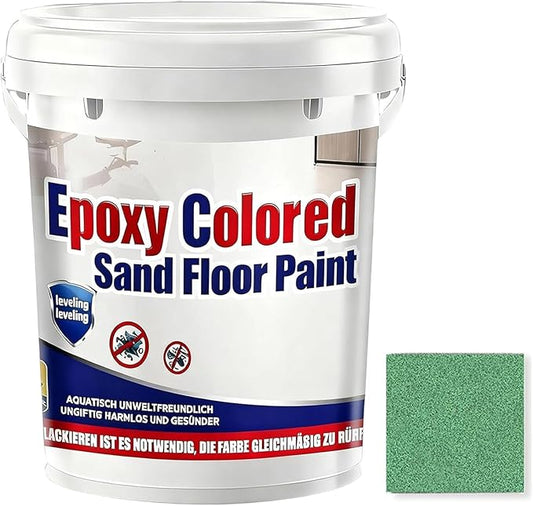 Epoxy Colored Sand Floor Paint, Epoxy Floor Paint for Concrete, High Gloss Marble Effect Coating, Waterproof Non-Slip Concrete Paints, Suitable for Indoor/Outdoor Use (Green,96 oz/3 kg)