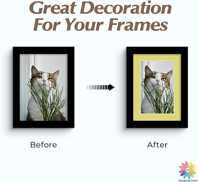 Mat Board Center, Pack of 50, 5x7 for 4x6 Mixed Color Mats - Acid Free, 4-ply Thickness, White Core - for Pictures, Photos, Framing