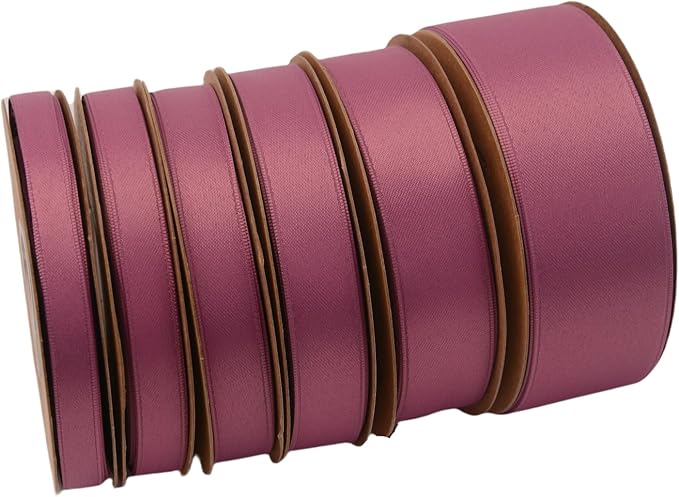 Double Side Satin Ribbon, Continuous 20 Yards,Use for Craft Bows Bouquet, Gift Wrapping, Wedding Decoration, Floral Arrangement (Dark Purple, 1/2 inch)