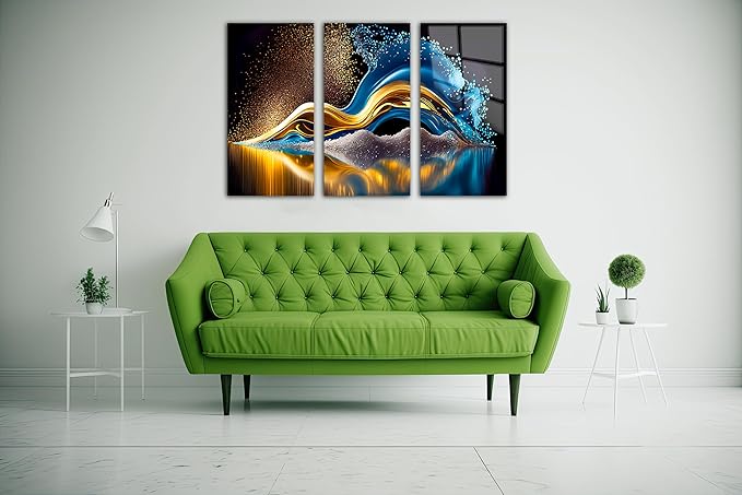 SpiritualHands Colorful Abstract Printed Tempered Glass Wall Art Painting for Living Room, Tempered Glass Modern Prints Decor, Large Vivid Color Panel for Bedroom, Kitchen, or Office