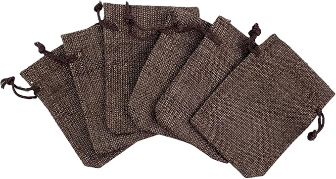 Palmhomee Pack of 25 Burlap Gift Bags with Drawstring Linen Jewelry Pouches Wedding Hessian Jute Bags for Birthday and Treat Pouches Party Wedding Favors Gift (2.8x3.6 Inch, Coffee)