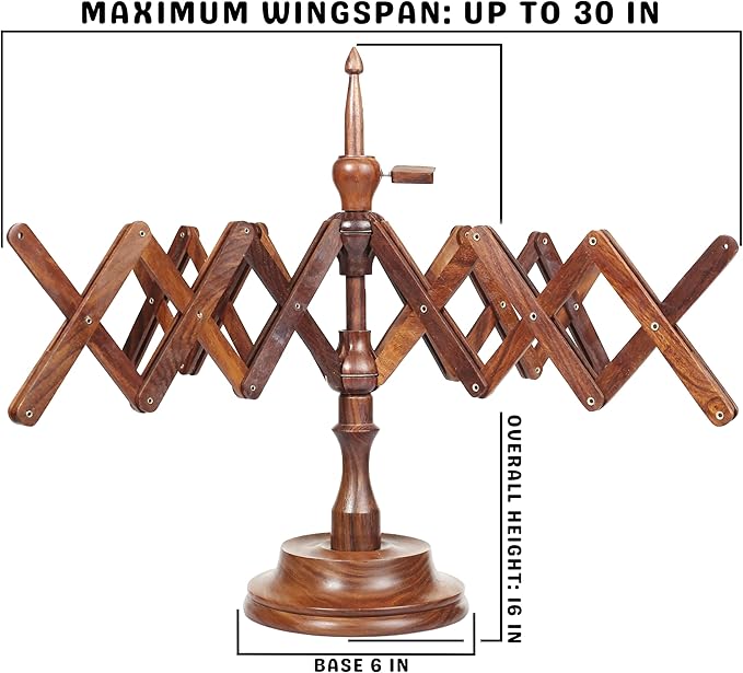 Bhartiya Handicrafts Rosewood Table Top Yarn Swift | Hand Operated Yarn Winder Swift | Yarn Winder for Swift Winding Lines (Design 2)