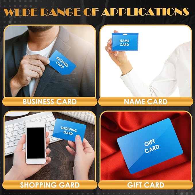 weparmeety 100 Pcs Metal Engraving Blanks Colorful Aluminum Sheet Laser Engraving Business Card Multipurpose DIY Gift Cards 86 x 54 x 0.21 mm (Blue)