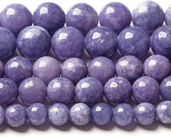 8MM Lavender Purple Chalcedony Natural Stone Round Loose Beads for Jewelry Making and Crafting 90pcs 2 Strands 32"