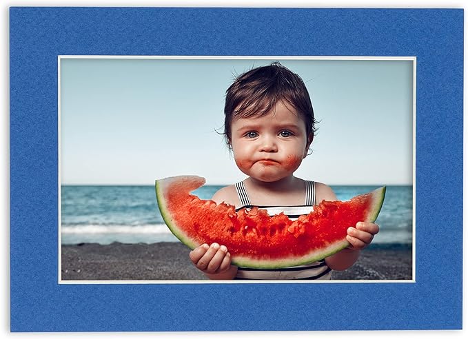 8.5x11 Mat Bevel Cut for 7x9 Photos - Acid Free Royal Blue Precut Matboard with Backing Board and Crystal Clear, Self Seal Photo Mat Bag - for Pictures, Photos, Framing - 4-ply Thickness