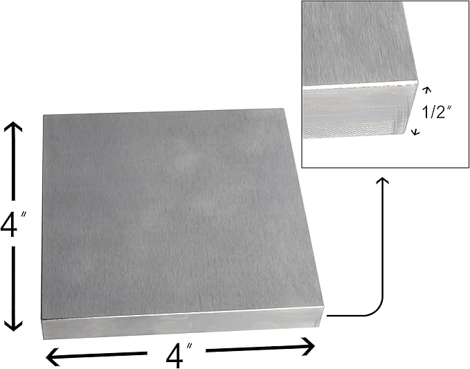 HimaPro Steel Bench Block 4"x4" Flat Anvil Jewelers Tool Metal Bench Block for Jewelry and Stamping (4"X4"X1/2")