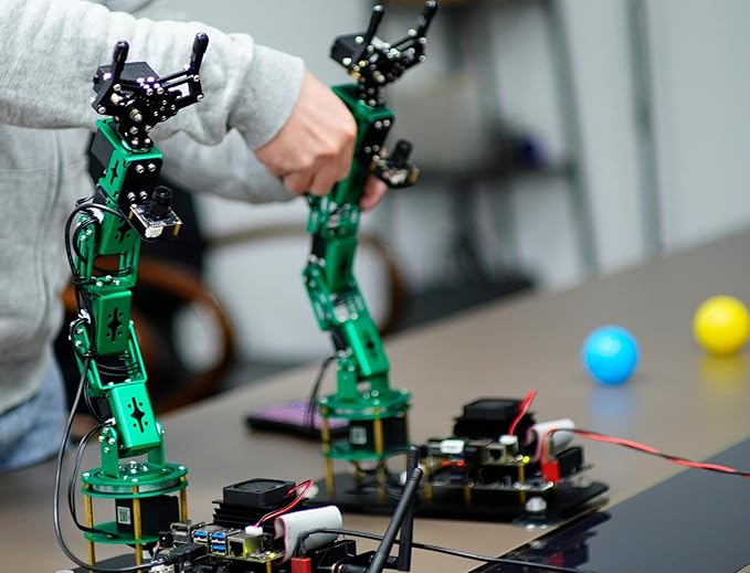 Yahboom Robotics Arm Kit 6DOF with RaspberryPi 5-4GB RAM AI Programmable Electronic DIY Robot Hand Building for Adults ROS Open Source with Gripper(DOFBOT-Pi5-4GB)