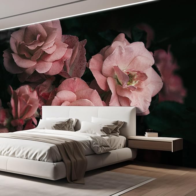 wall26 Removable Wall Sticker/Wall Mural Close Up Dark Rose Flower Blossoms Nature Wilderness Photography Decorative Botanical Relax/Calm Floral for Living Room, Bedroom, Office - 120x168 inches
