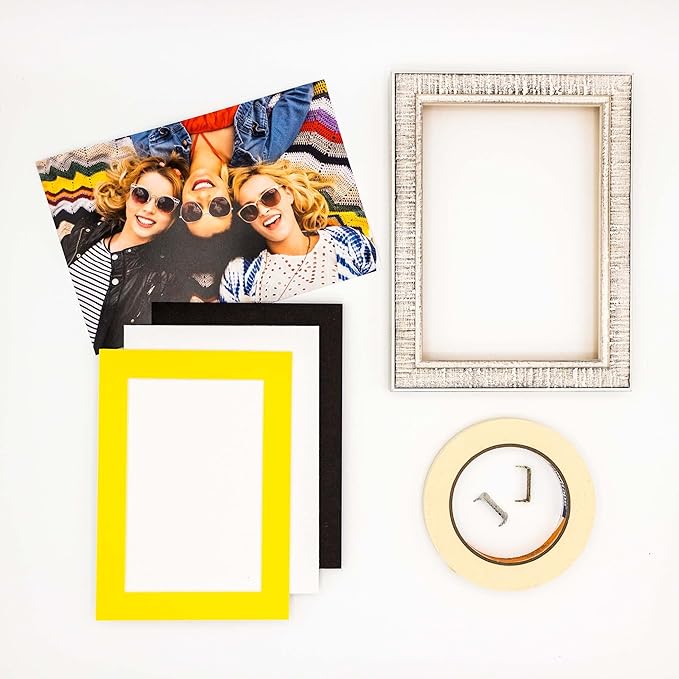 Pack of 25 Acid Free 8x10 Mats Bevel Cut for 5.5x8.5 Photos - Yellow Precut Matboards For Pictures, Photos, Framing - 4-ply Thickness