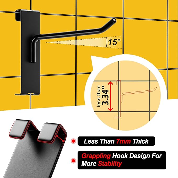 Gridwall Hooks 4 Inch, 60 Pack Metal Display Hooks for Grid Wall, Hanging Hooks for Grid Wall Panels, Black Grid Wall Accessory for Clothes, Home Setup, Retail Display- Gridwall Peg Hooks