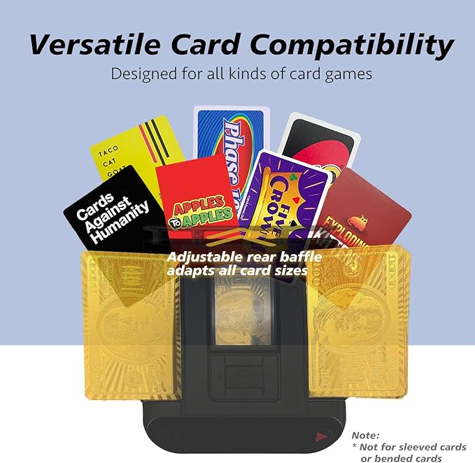 All-in-One Automatic Card Shuffler and Dealer,with 4 Remotes,Programmable Dealer,Card Shuffler 2 Deck,360° Rotation,Ultra Quiet,Rechargeable,up to 12 Players,for All Card Games (Jet Black)