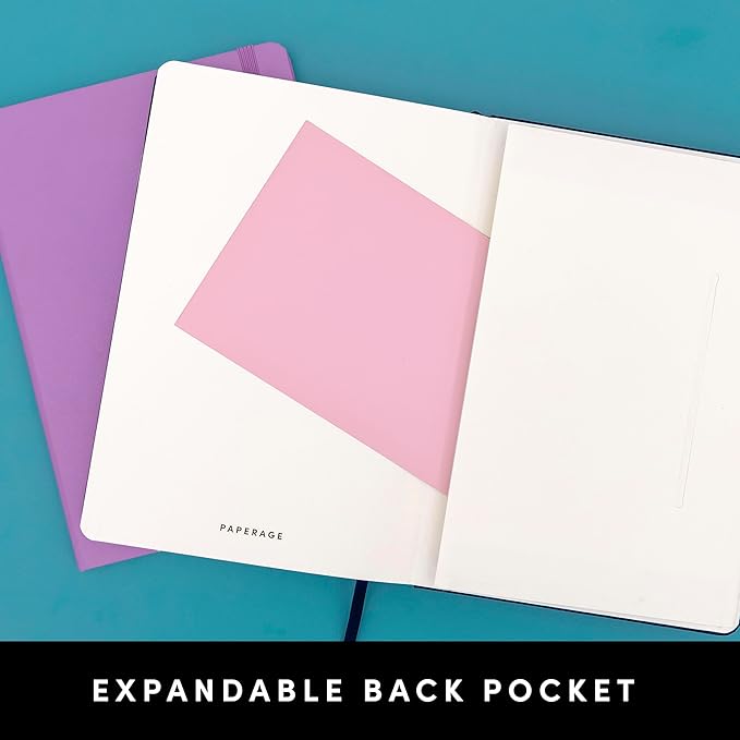 PAPERAGE Recycled Lined Journal Notebook, (Lilac), 160 Pages, Medium 5.6 in x 8 in - 100 GSM Thick Paper – College Ruled, Hardcover Journaling Notebook for Work, School & Note Taking