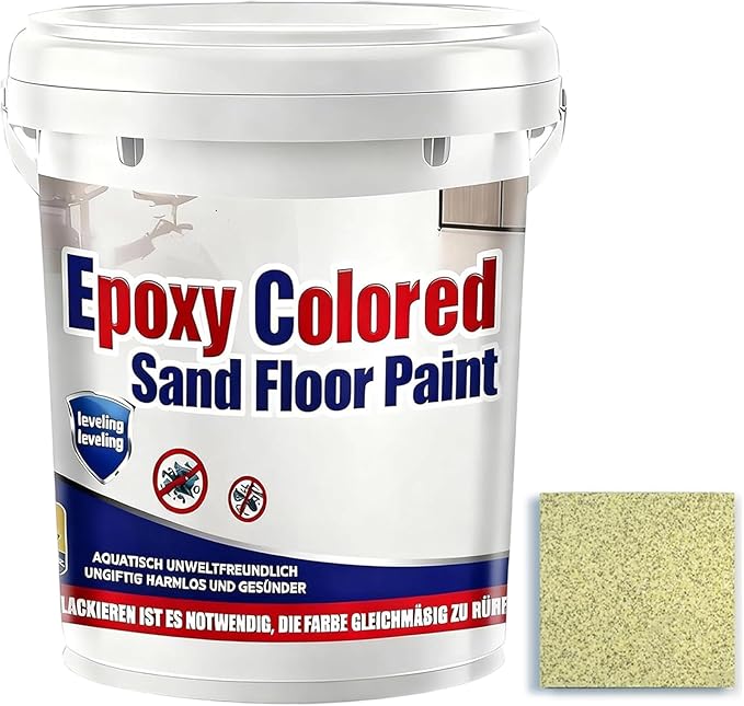 Epoxy Colored Sand Floor Paint, Epoxy Floor Paint for Concrete, High Gloss Marble Effect Coating, Waterproof Non-Slip Concrete Paints, Suitable for Indoor/Outdoor Use (Yellow,64 oz/2 kg)