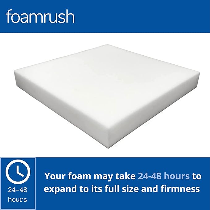 FoamRush 2" H x 24" W x 24" L Upholstery Foam Cushion High Density (Square Foam for Dining Chairs, Chair & Wheelchair Seat Cushion Replacement)