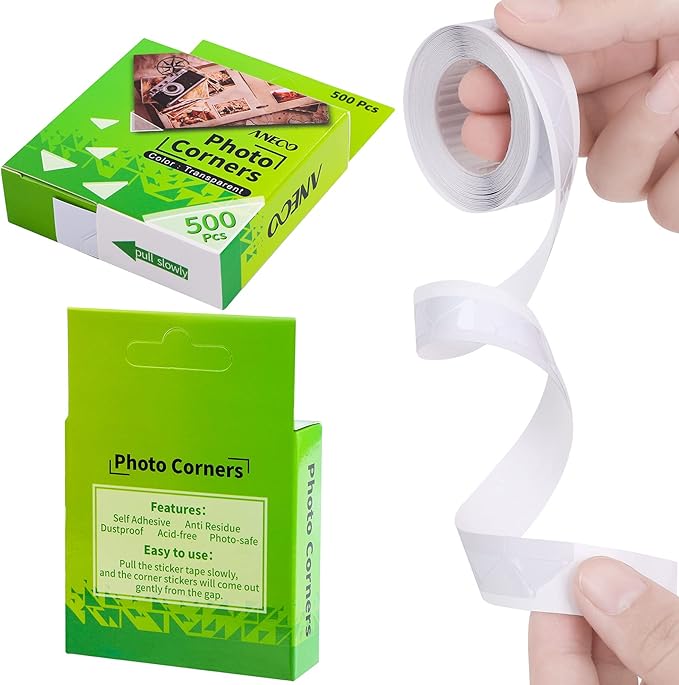 Aneco Transparent Photo Corners Clear Picture Mounting Corner Stickers for DIY Album, Scrapbook, Journal, 500 Pieces/Pack