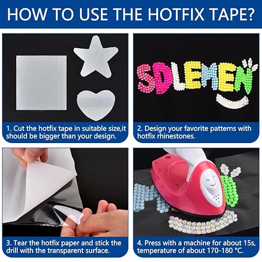 Blinginbox Hotfix Tape,Hot Fix Rhinestones Transfer Film Paper Iron on Rhinestones Transfer Paper.(16ft*9.5in)