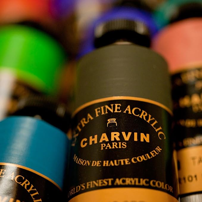 Charvin Extra Fine Professional Acrylic Paint - Ultramarine Blue, 60ml Tube, Triple-Milled, Lightfast Pigments, Open Stock Artist Acrylic Paints in Nature-Inspired Hues