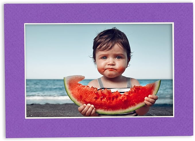 6x8 Mat for 8x10 Frame - Precut Mat Board Acid-Free Show Kit with Backing Board, and Clear Bags Purple 6x8 Photo Matte Made to Fit a 8x10 Picture Frame Matboard for Framing, Pack of 100 Mats