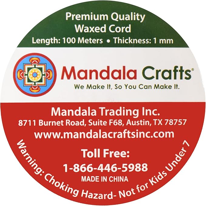 Mandala Crafts 1mm 109 Yards Tan Cotton Waxed Cord for Jewelry Making Bracelet Cord Waxed String - Beading String Thread Jewelry Cords for Necklaces String