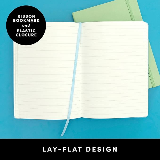PAPERAGE Lined Journal Notebook, 5 Pack, (Black), 160 Pages, Medium 5.6 in x 8 in - 100 GSM Thick Paper – Hardcover Journaling Notebook for Work, School & Note Taking