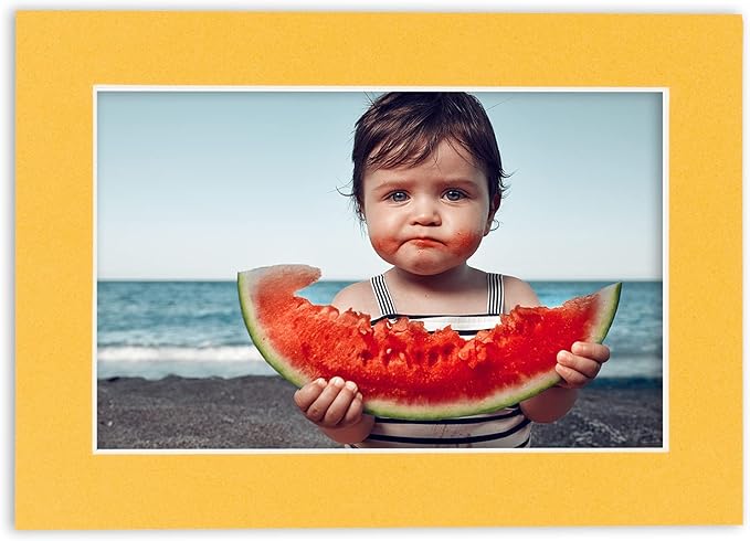 Pack of 25 Acid Free 11x14 Mats Bevel Cut for 8.5x11 Photos - Topaz Orange Precut Matboards With Backing Boards and Clear Photo Mat Bags For Pictures, Photos, Framing - 4-ply Thickness