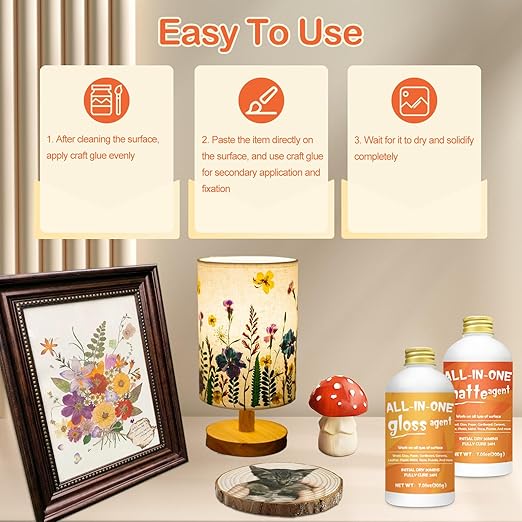 Crafts Sealer Matte Finish, 200ml All Purpose Craft Glue, Varnish, and Finish, All in One Craft Glue for Wood, Paper, Acrylic Paints, Ceramics, Fabrics, Clay (Matte)